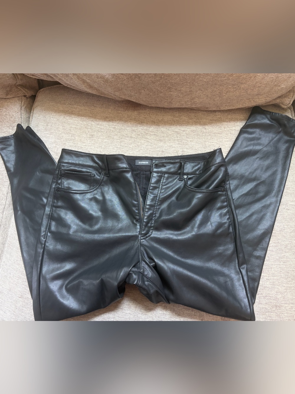 Express Leather Skinny Pants in Black